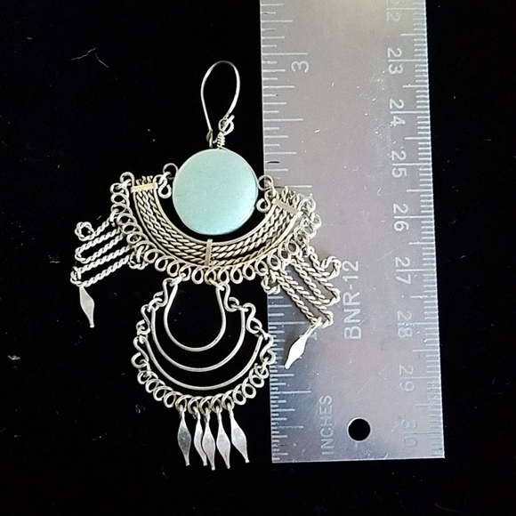 Gorgeous ornate hippie boho aventurine earrings - Picture 3 of 3